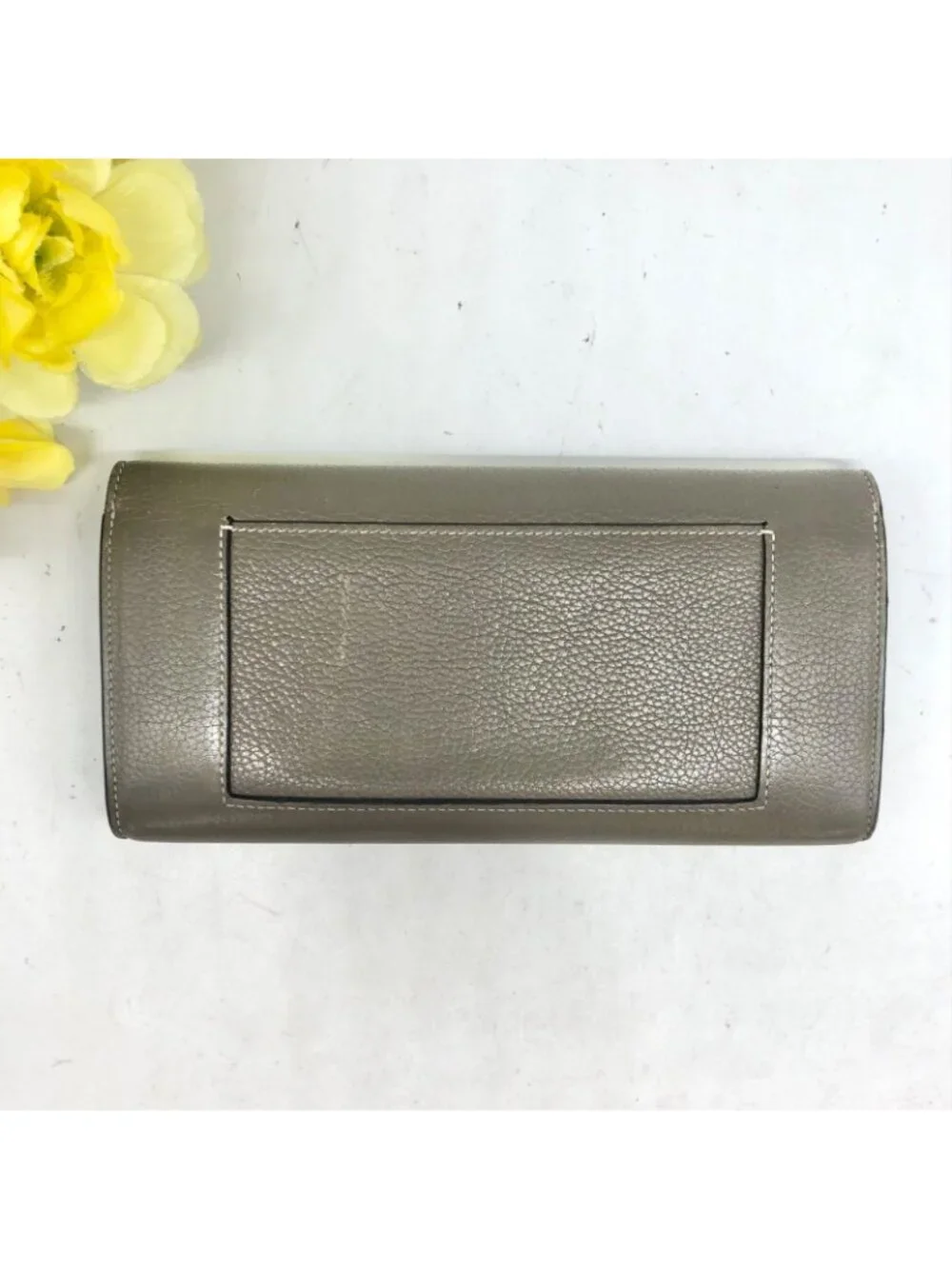 Celine Bifold Wallet Multi Function Large Flap Leather Khaki